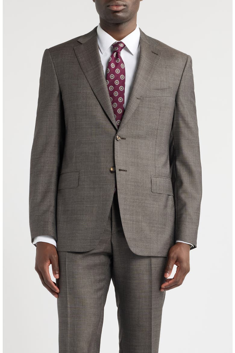 Siena Regular Fit Brown Mélange Wool Suit, Main, color, BROWN