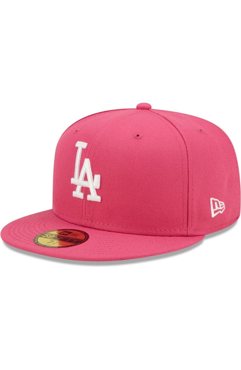 New Era Men's New Era Beetroot Los Angeles Dodgers Logo 59FIFTY Fitted Hat, Alternate, color, 