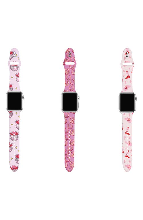 The Posh Tech Assorted 3-pack Printed Silicone Apple Watch® Watchbands In Pink Assorted