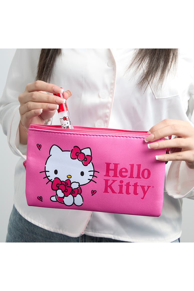 Pink Neoprene Zip Pouch Makeup Bag for Travel, Alternate, color, Pink