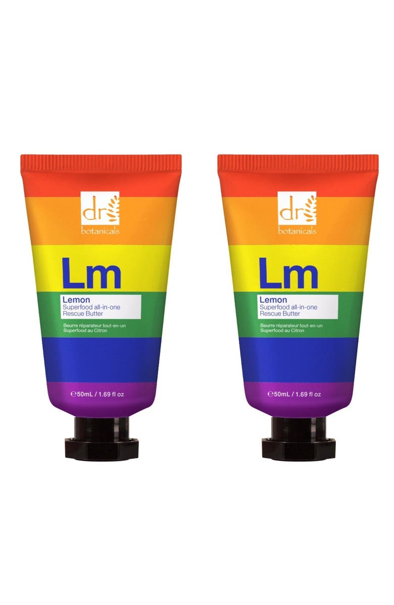 DR BOTANICALS Pride Edition Lemon Superfood All-In-One Rescue Butter 50ml x 2 Duo Pack, Main, color, White