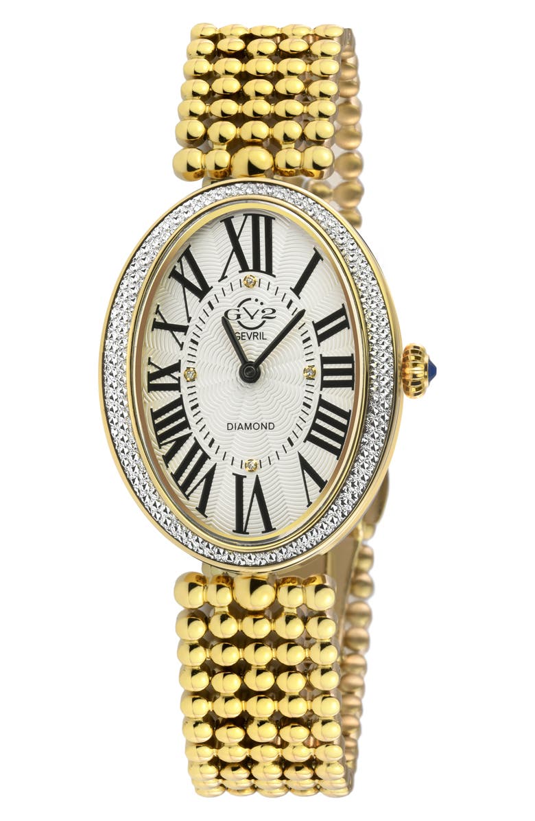 GV2 Piazza Diamond Accent Bracelet Watch, 29mm x 38mm, Main, color, Gold