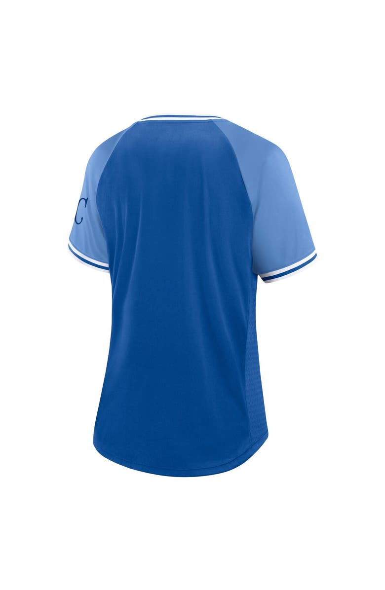 FANATICS Women's Fanatics Branded Royal Kansas City Royals Glitz & Glam League Diva Raglan V-Neck T-Shirt, Alternate, color, Royal