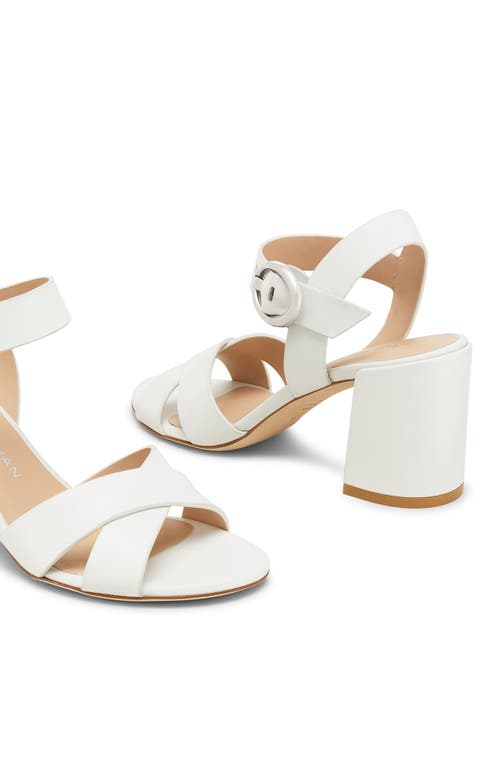 Stuart Weitzman Benni Leather Crisscross Ankle-strap Sandals In White.