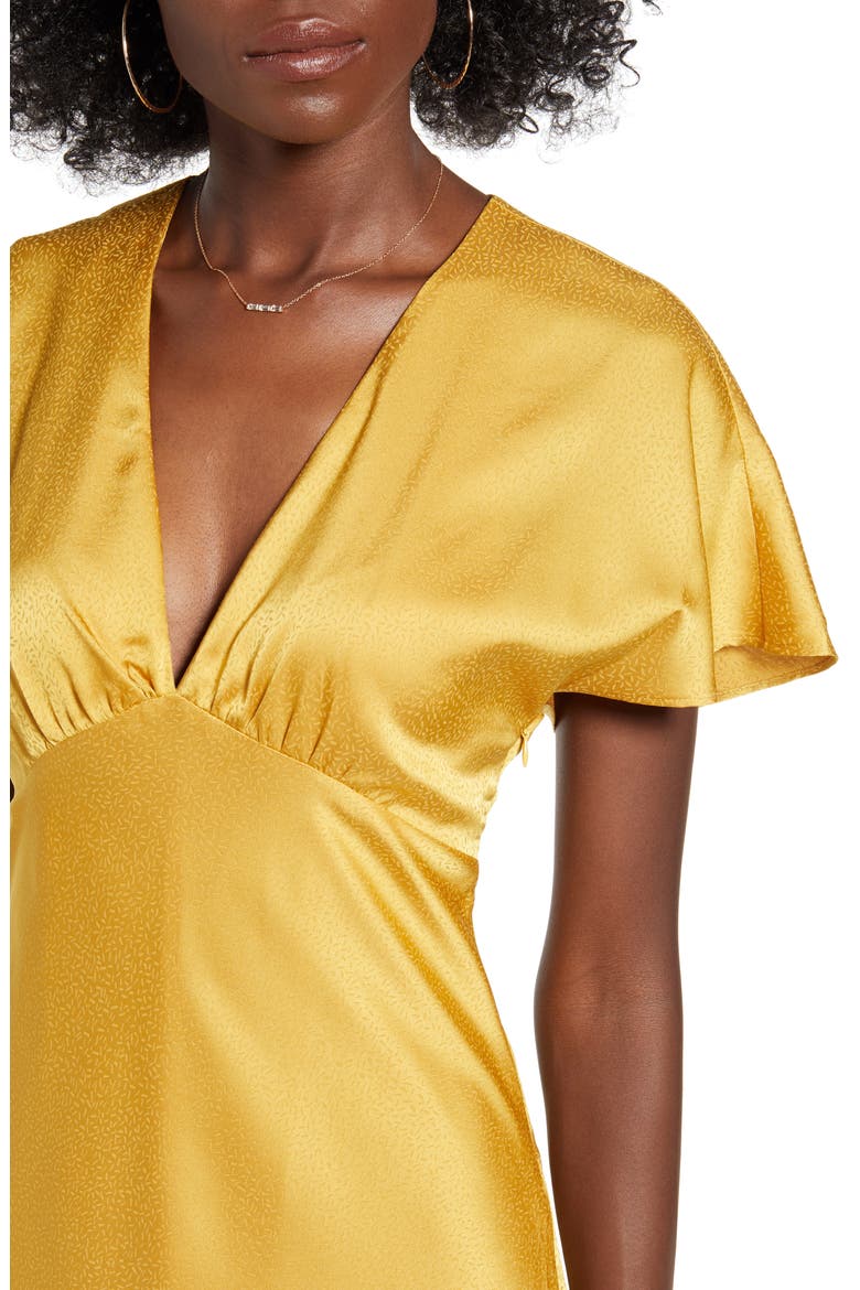 Jacquard Satin Midi Dress, Alternate, color, GOLDEN YELLOW