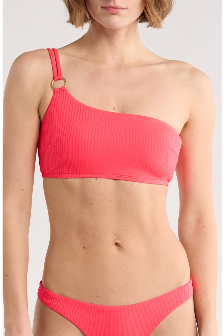 Cosmo One-Shoulder Bikini Top, Main, color, CORAL