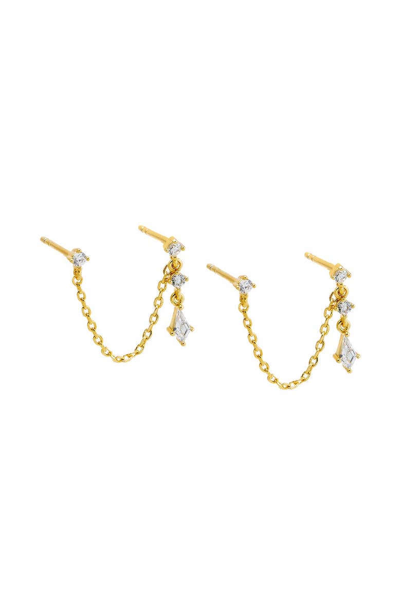 BY ADINA EDEN CZ Chain Double Stud Earring, Main, color, 
