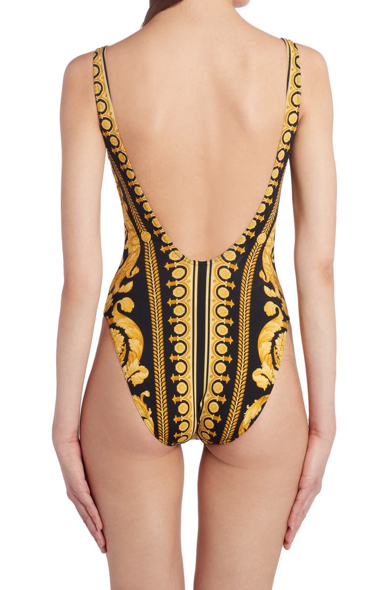 Versace Barocco Print One-Piece Swimsuit, Alternate, color, 