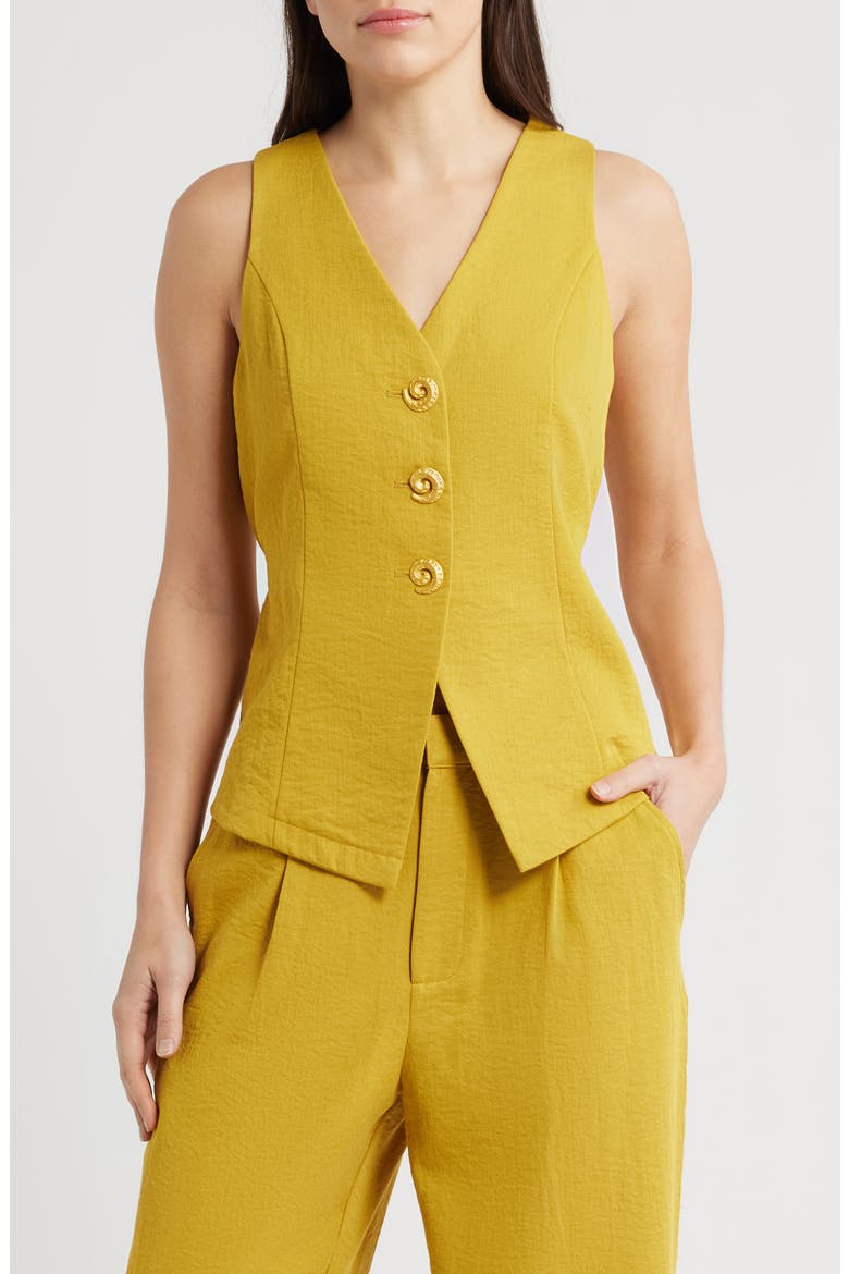 Button Front Vest, Main, color, DIJON