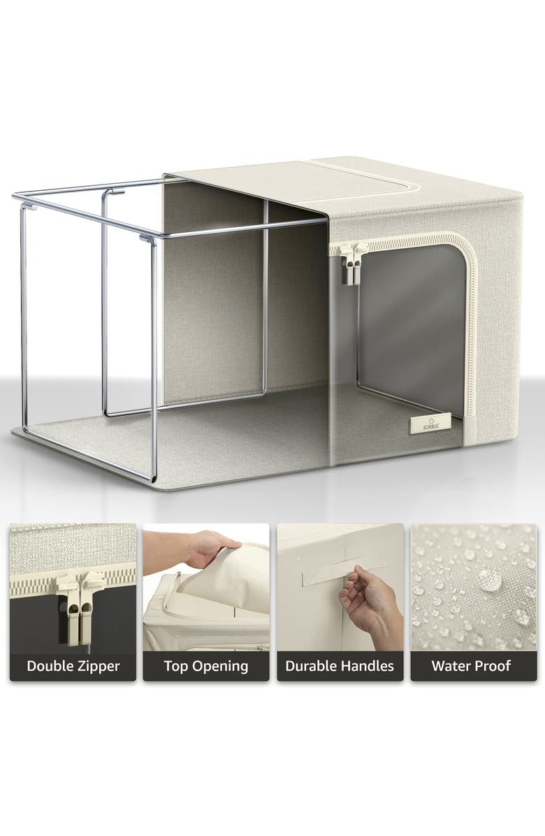 SORBUS 3-Pack Foldable Storage Boxes, Alternate, color, Beige