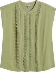 Wit & Wisdom Embellished Cap Sleeve Button-Up Shirt