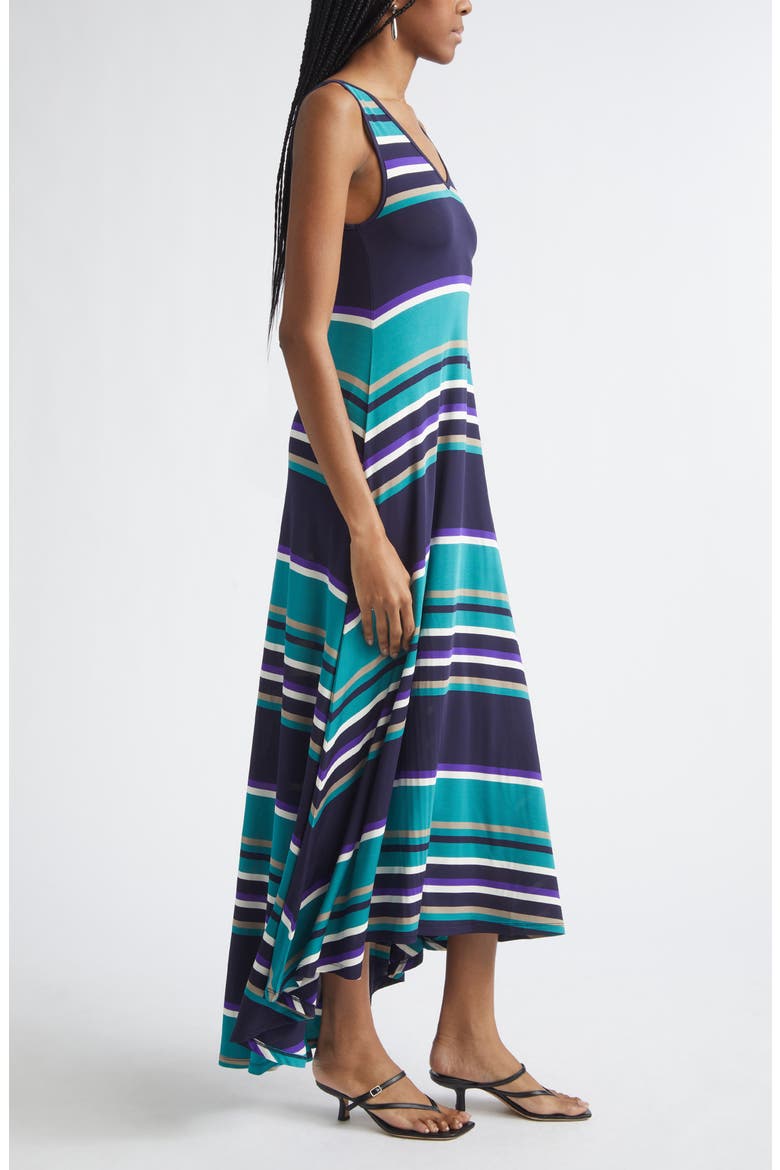 Holly Stripe Sleeveless High-Low Dress, Alternate, color, JADE STRIPE COMBO