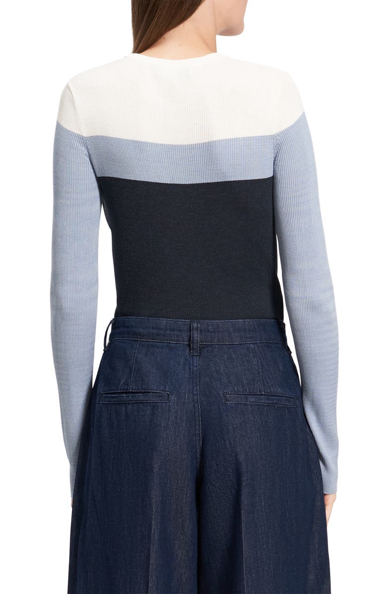 Theory Mirzi Colorblock Silk Rib Crewneck Sweater, Alternate, color,