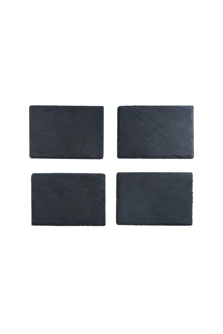 Slate Tapas Plates Set of 4, Main, color, Black