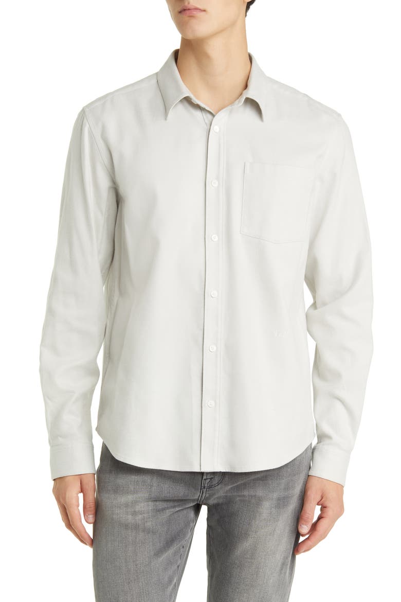 Brushed Cotton Blend Button-Up Shirt, Main, color, OATMEAL