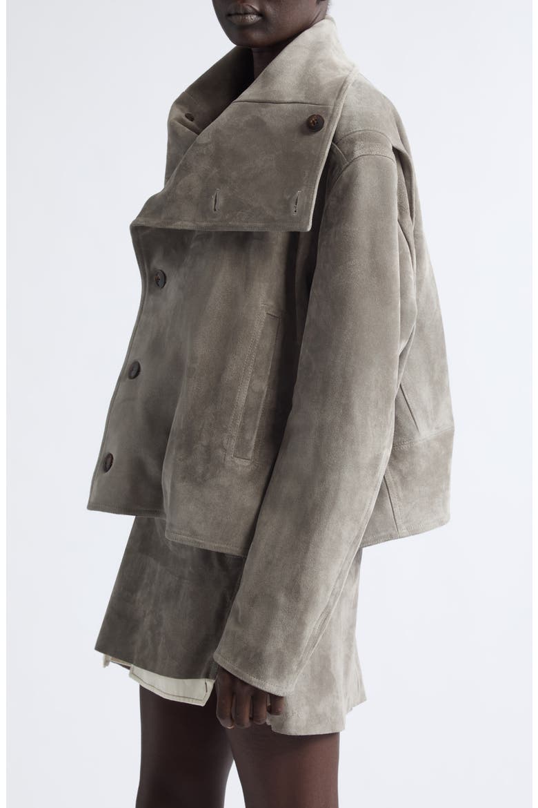 Asymmetric Suede Jacket, Alternate, color, STEEL
