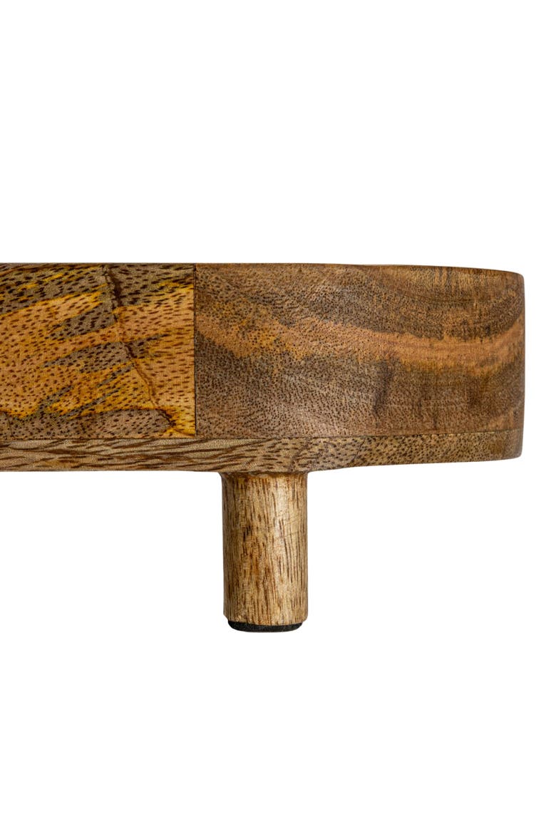 Mango Wood Footed Tray for Storage and Serving, Natural, Alternate, color, Natural