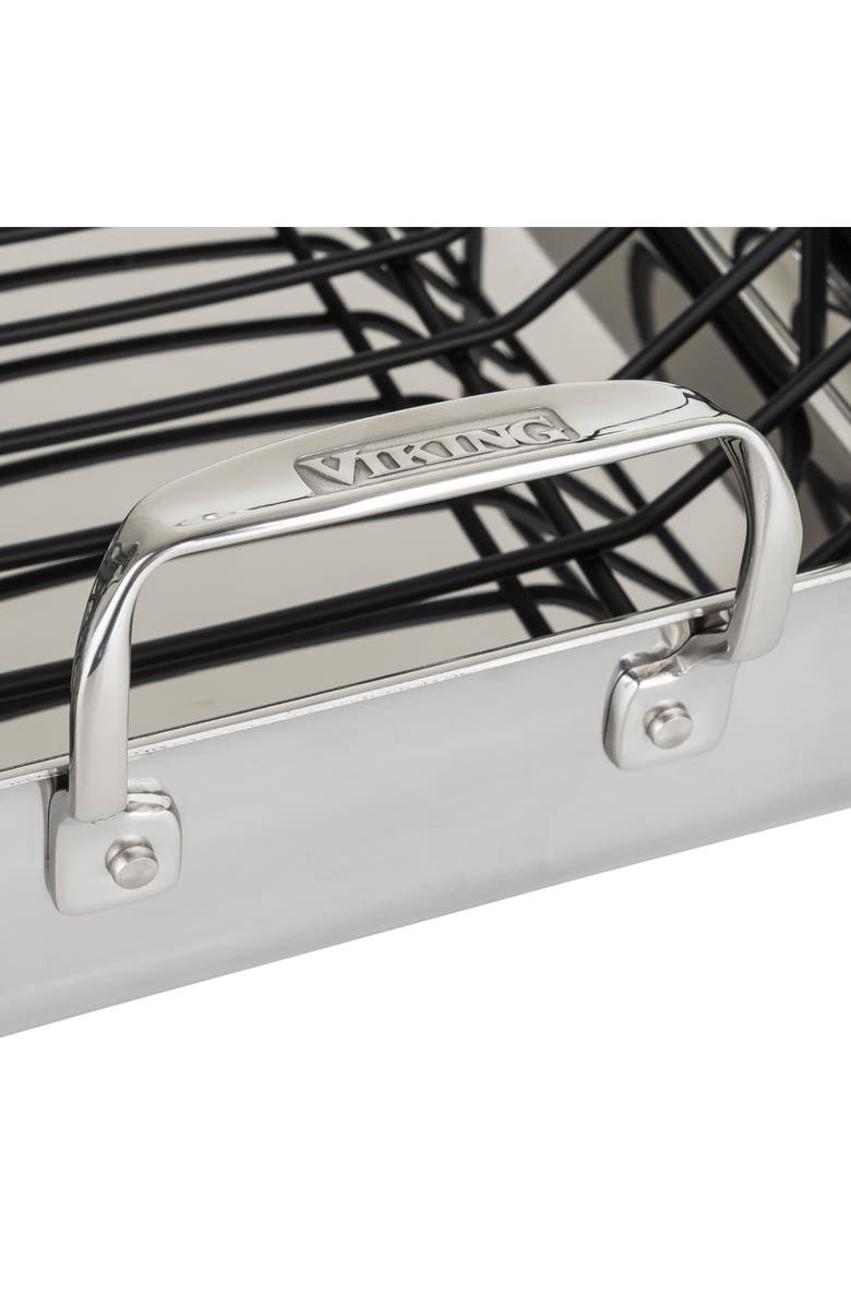 Viking Stainless Steel Roasting Pan & Thermometer, Alternate, color, Stainless Steel