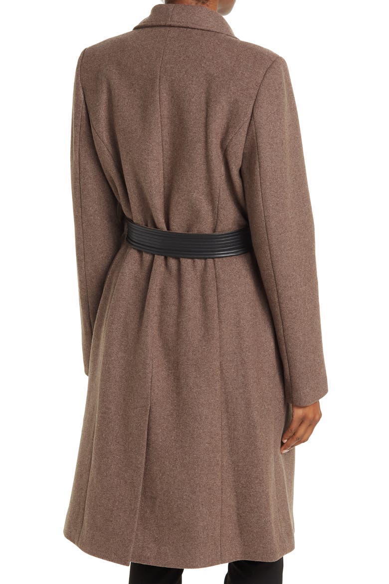 Melton Wool Belted Coat, Alternate, color, MEDIUM BROWN