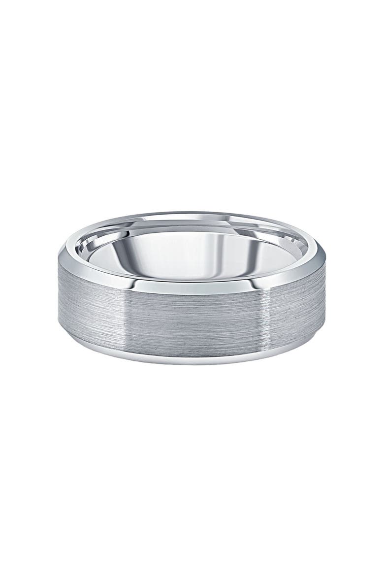Men's Brushed Tungsten 7mm Beveled Comfort Fit Ring Wedding Band, Main, color, Tungsten