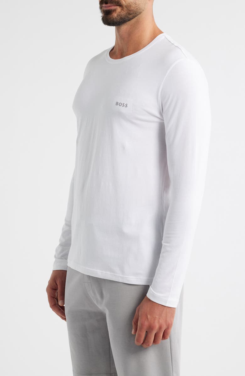 BOSS Mix Match Long Sleeve Stretch Cotton Pajama T-Shirt, Alternate, color, Open White