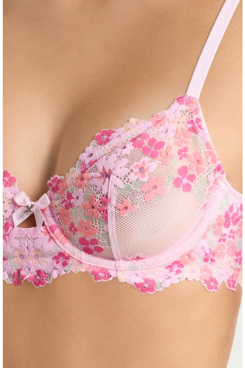 Wonderfleur Lace Unlined Demi Bra, Alternate, color, PINK CHERRY BLOSSOM