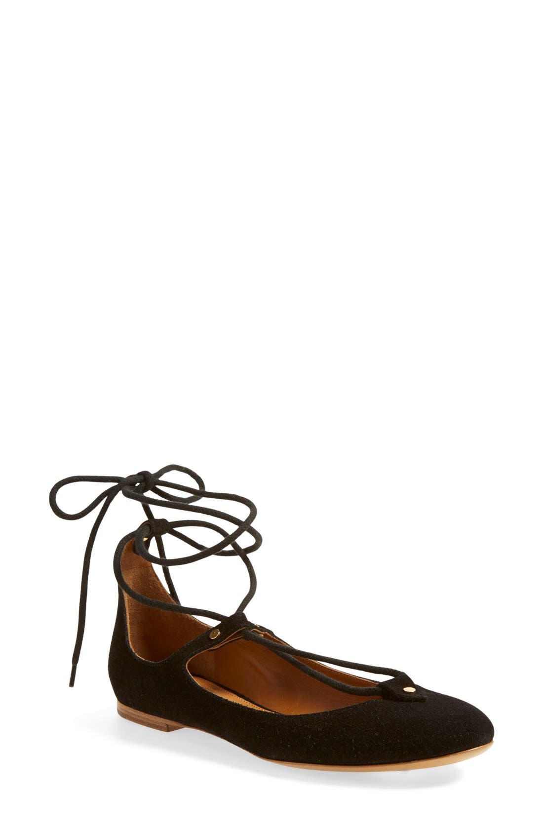 Chloé 'Foster' Lace-Up Ballet Flat, Main, color, 