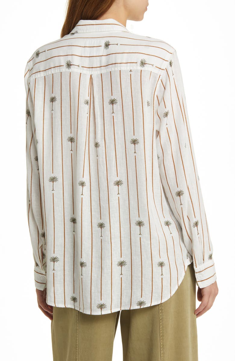 Rails Charli Palm Stripe Linen Blend Button-Up Shirt, Alternate, color, 