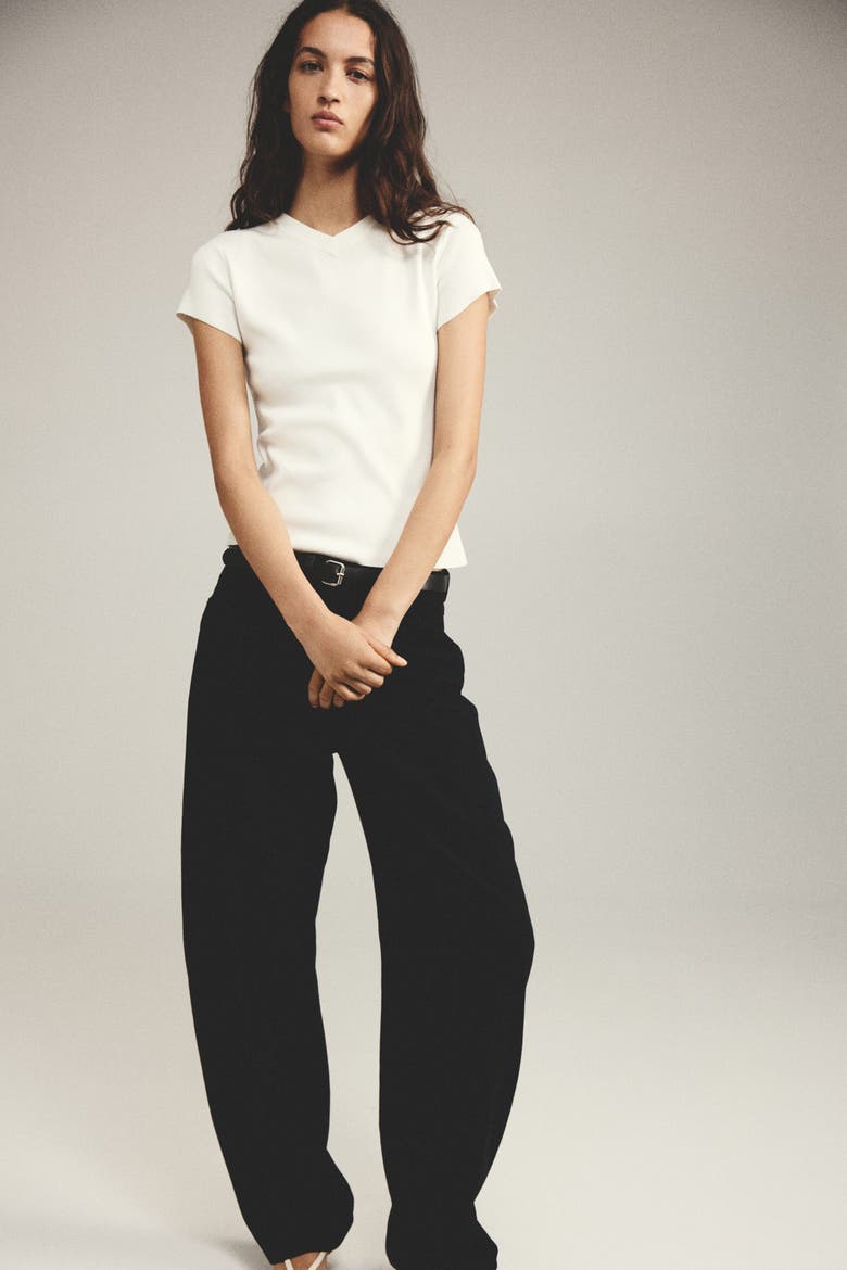 Fine-Knit Viscose-Blend T-Shirt, Alternate, color, Cream