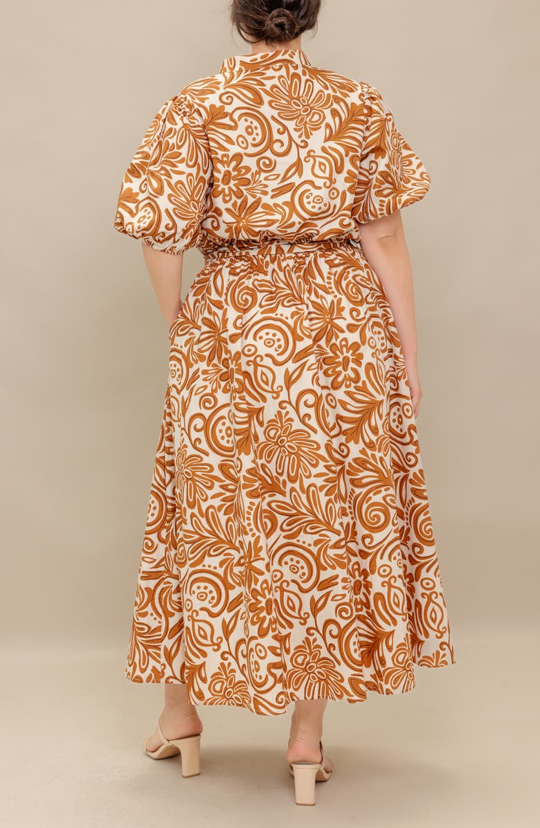 FLYING TOMATO Printed Cotton Maxi Dress, Alternate, color, Ivory Mustard