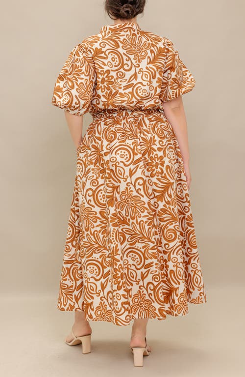 Flying Tomato Printed Cotton Maxi Dress In Brown