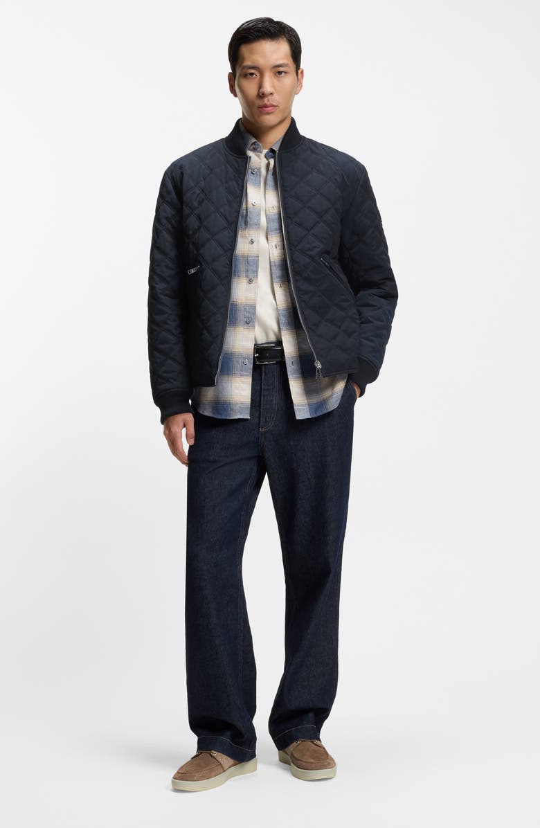 BOSS Corle Quilted Water Repellent Reversible Bomber Jacket, Alternate, color, Dark Blue