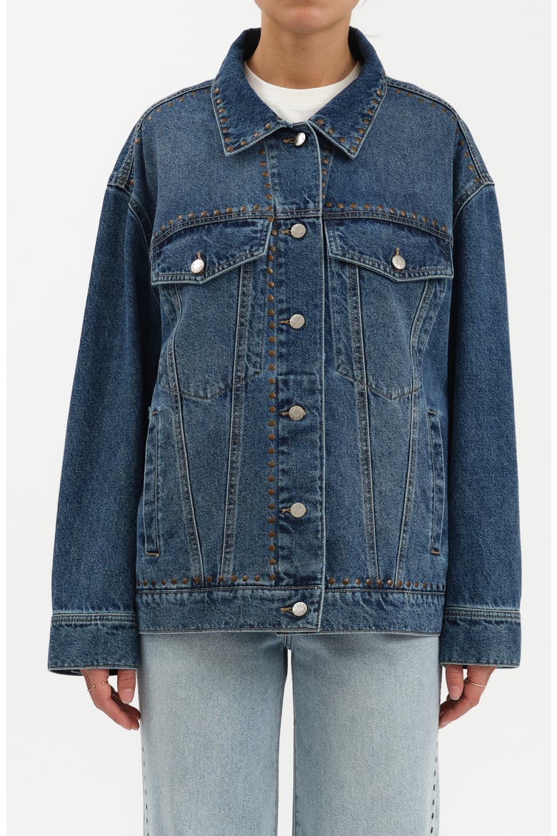 Beau Denim Trucker Jacket, Main, color, VINTAGE BLUE