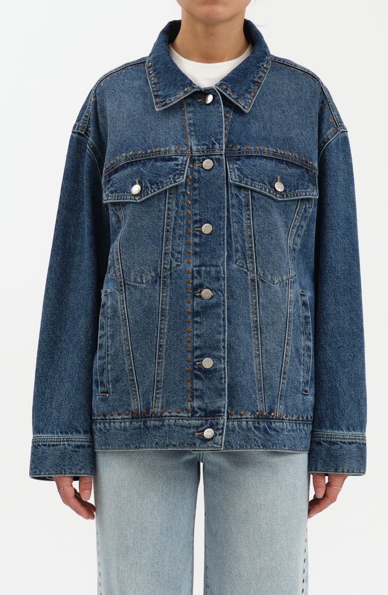 DAZE Beau Denim Trucker Jacket, Main, color, Vintage Blue