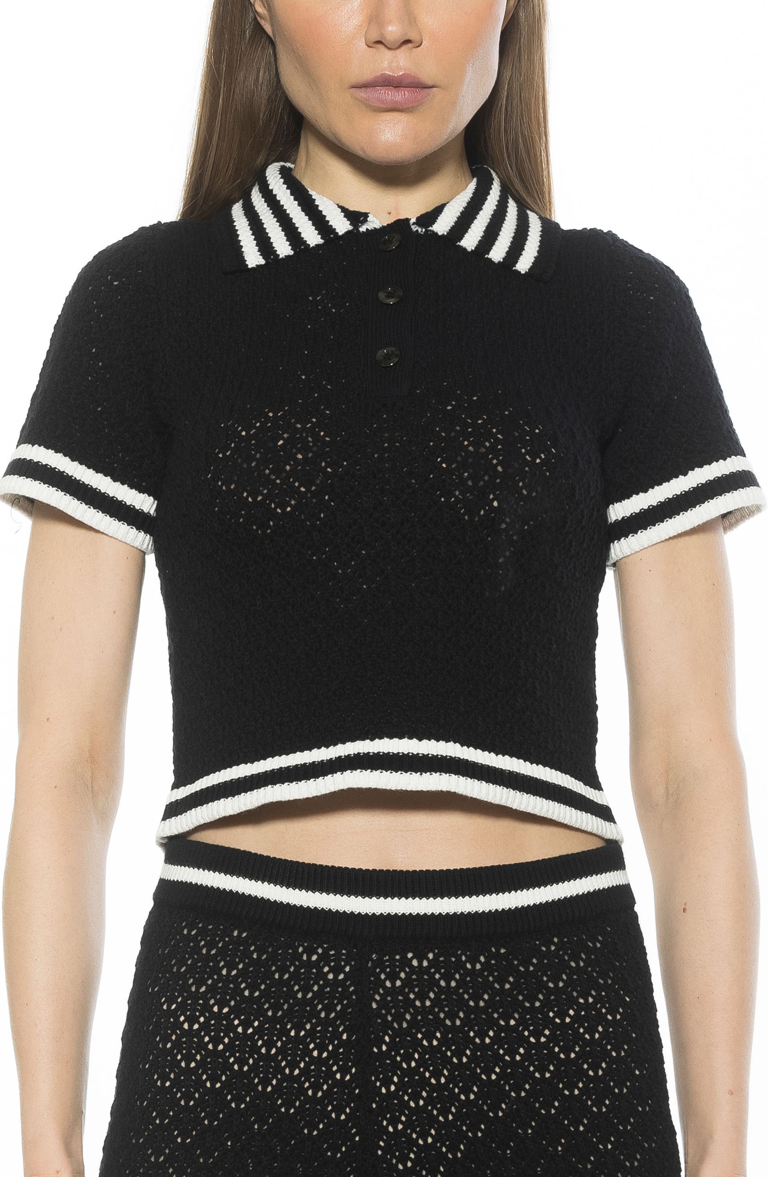 Alexia Admor Brinley Crochet Stitch Polo