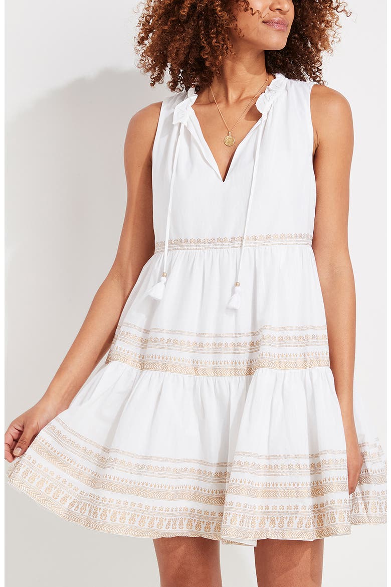 Sleeveless Tiered Minidress, Alternate, color, METALLIC WHITE CAP