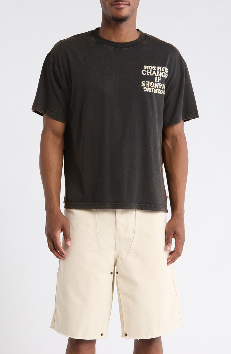 HONOR THE GIFT Nothing Changes Cotton Graphic T-Shirt, Main, color, Black