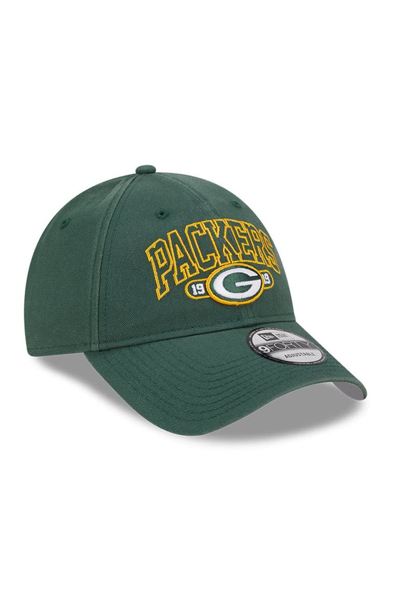 Men's New Era Green Green Bay Packers Outline 9FORTY Snapback Hat, Alternate, color, Green