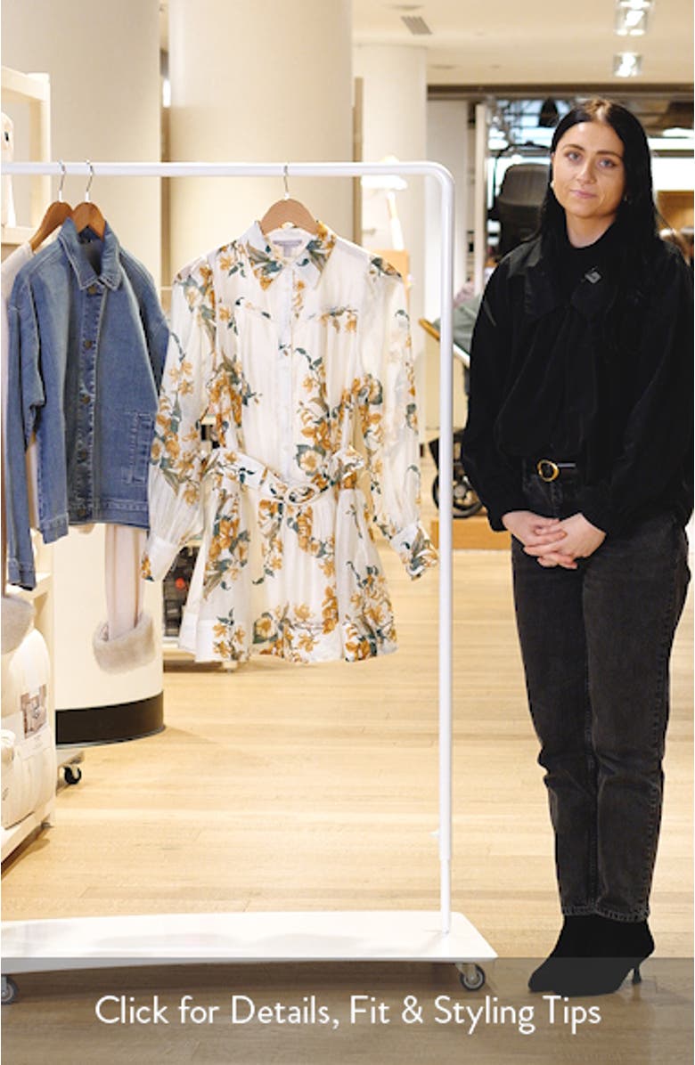 Lace Trim Belted Long Sleeve Mini Shirtdress, sales video thumbnail