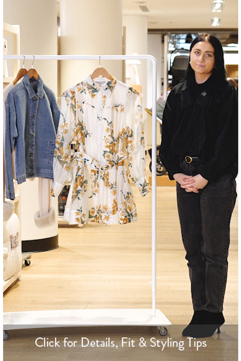 Lace Trim Belted Long Sleeve Mini Shirtdress video