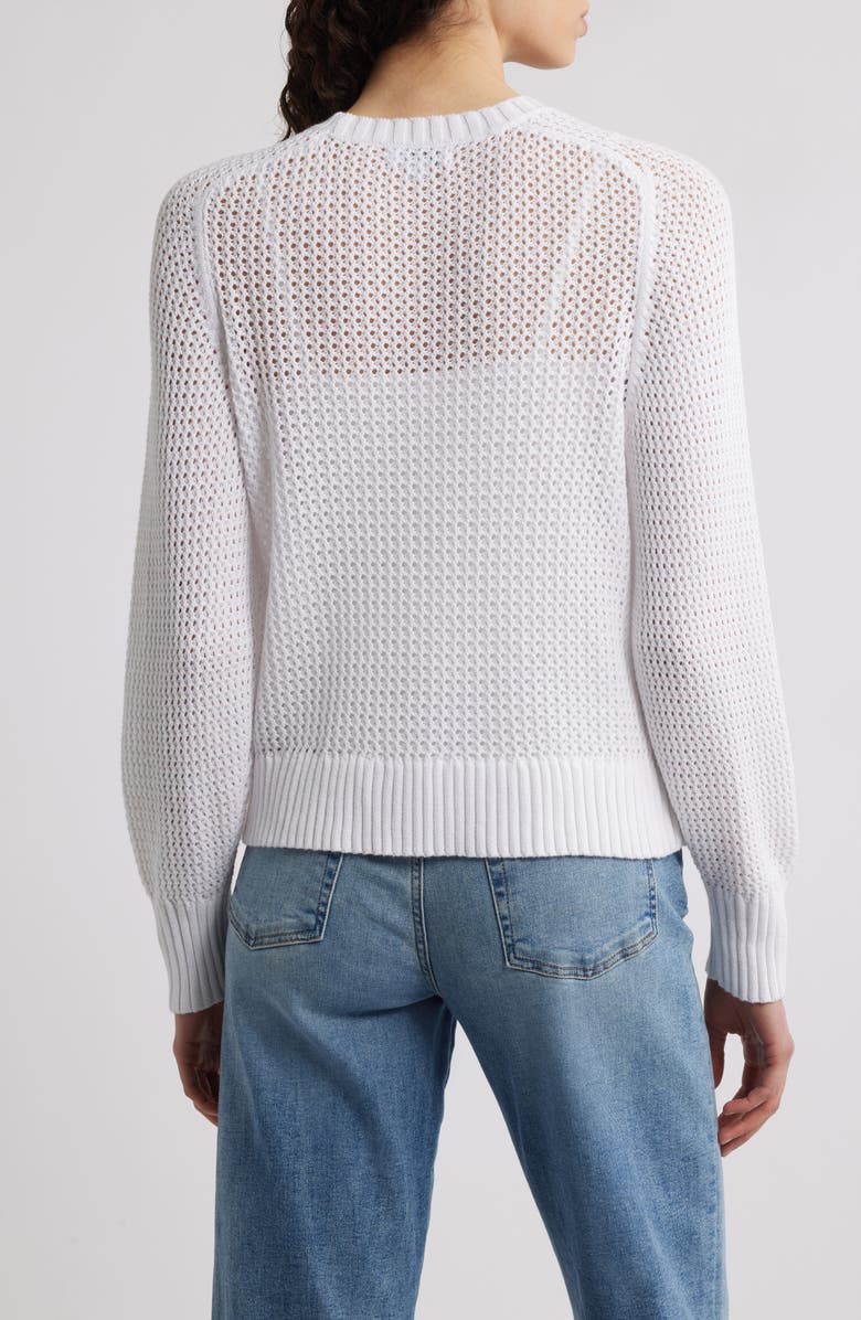 525 America Margot Openwork Cotton Mesh Sweater, Alternate, color, Bleach White