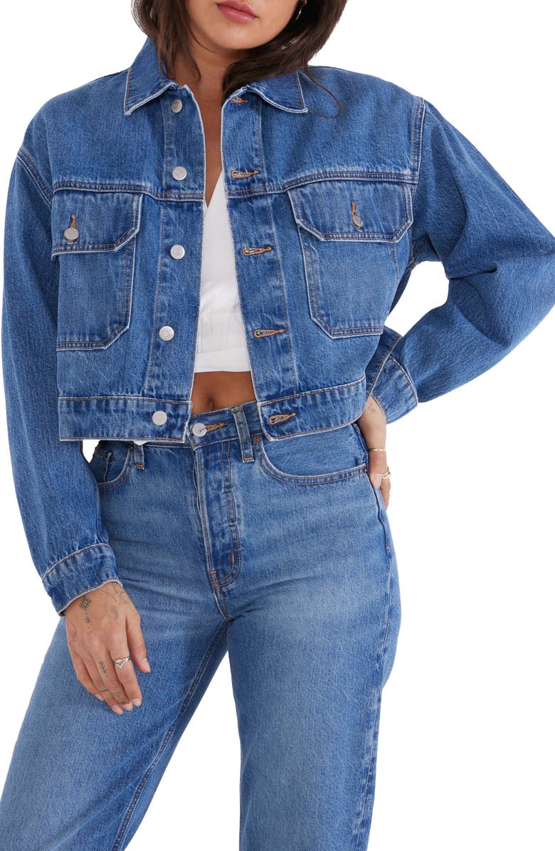 ÉTICA River Crop Denim Jacket, Main, color, 