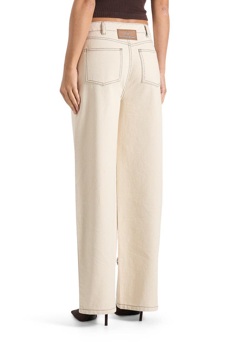 Faye Wide Leg Jeans With Tie Waist, Alternate, color, Cream