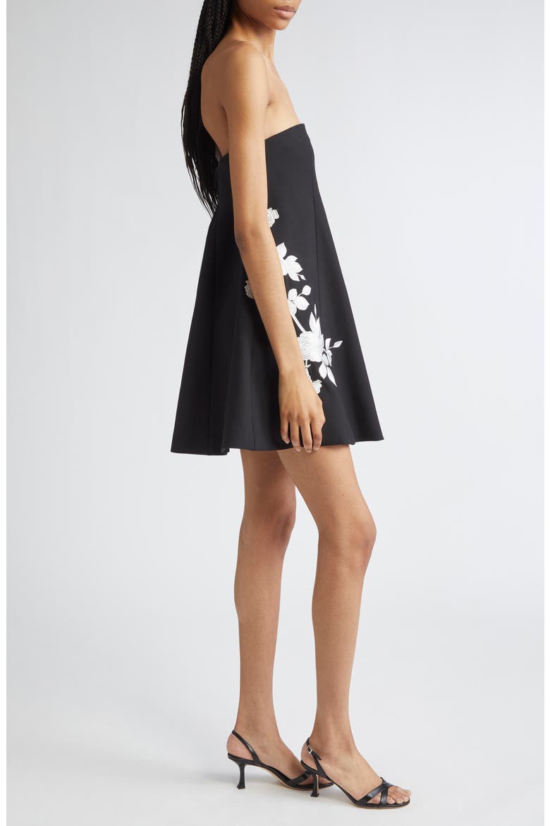 Irla Trailing Floral Strapless Minidress, Alternate, color, BLACK/ IVORY