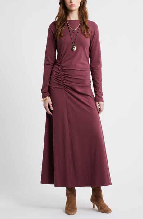 Treasure & Bond Side Ruched Long Sleeve Stretch Cotton Dress