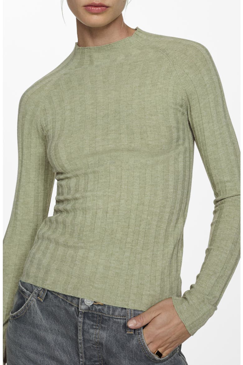 Flurry Rib Funnel Neck Sweater, Main, color, PASTEL GREEN