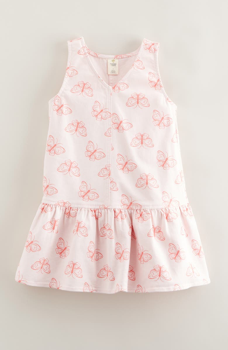 Tucker + Tate Kids' Butterfly Denim Drop Waist Dress, Main, color, Pink Balm Simple Butterflies