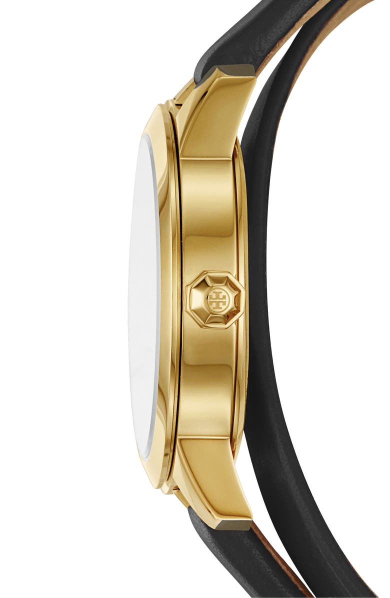 Tory Burch Collins Double Wrap Leather Strap Watch, 38mm, Alternate, color, 