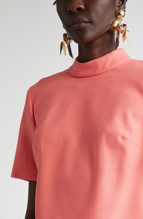 Carolina Herrera Mock Neck Stretch Wool Crop Top In Orange