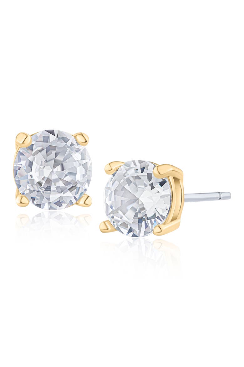 Round Cubic Zirconia Stud Earrings (Nordstrom Exclusive), Main, color, CLEAR/ GOLD